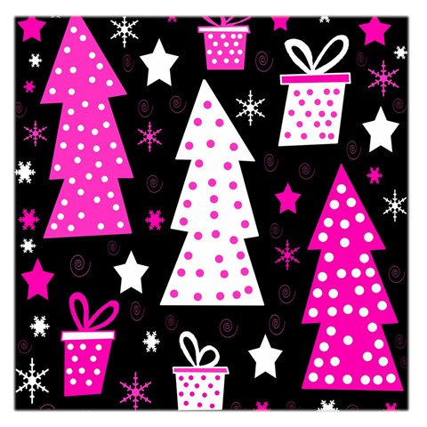 Pink playful Xmas Large Satin Scarf (Square) from ArtsNow.com Front