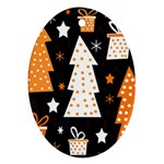 Orange playful Xmas Oval Ornament (Two Sides)