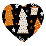 Orange playful Xmas Heart Ornament (2 Sides)