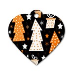 Orange playful Xmas Dog Tag Heart (Two Sides)