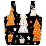 Orange playful Xmas Full Print Recycle Bags (L) 