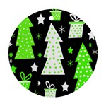 Green Playful Xmas Round Ornament (Two Sides) 