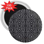 Black and White Tribal Pattern 3  Magnets (100 pack)