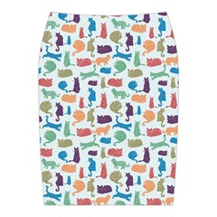 Blue Colorful Cats Silhouettes Pattern Midi Wrap Pencil Skirt from ArtsNow.com Back