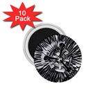 Black And White Passion Flower Passiflora  1.75  Magnets (10 pack) 