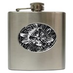 Black And White Passion Flower Passiflora  Hip Flask (6 oz)