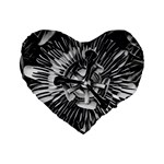 Black And White Passion Flower Passiflora  Standard 16  Premium Heart Shape Cushions