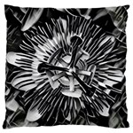 Black And White Passion Flower Passiflora  Large Flano Cushion Case (One Side)
