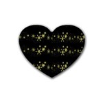 Yellow elegant Xmas snowflakes Rubber Coaster (Heart) 