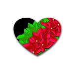 Xmas red flowers Heart Coaster (4 pack) 