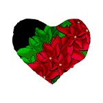 Xmas red flowers Standard 16  Premium Heart Shape Cushions