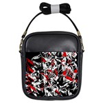 Red abstract flowers Girls Sling Bags