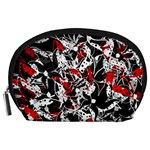 Red abstract flowers Accessory Pouches (Large) 