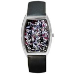 Decorative abstract floral desing Barrel Style Metal Watch