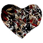 Abstract floral design Large 19  Premium Flano Heart Shape Cushions