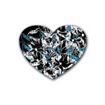 Blue abstract flowers Rubber Coaster (Heart) 