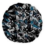 Blue abstract flowers Large 18  Premium Flano Round Cushions