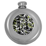 Green floral abstraction Round Hip Flask (5 oz)
