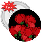 Red tulips 3  Buttons (10 pack) 