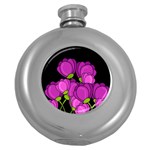Purple tulips Round Hip Flask (5 oz)