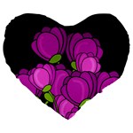 Purple tulips Large 19  Premium Flano Heart Shape Cushions