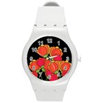 Orange tulips Round Plastic Sport Watch (M)