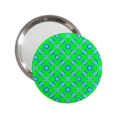 Mod Blue Circles On Bright Green 2.25  Handbag Mirrors from ArtsNow.com Front