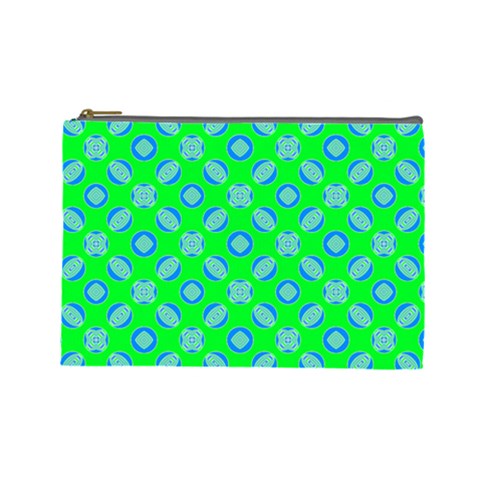 Mod Blue Circles On Bright Green Cosmetic Bag (Large)  from ArtsNow.com Front