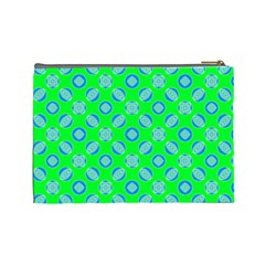Mod Blue Circles On Bright Green Cosmetic Bag (Large)  from ArtsNow.com Back