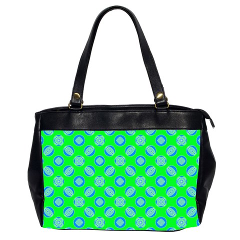 Mod Blue Circles On Bright Green Office Handbags (2 Sides)  from ArtsNow.com Front