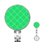 Mod Blue Circles On Bright Green Stainless Steel Nurses Watch