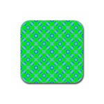 Mod Blue Circles On Bright Green Rubber Coaster (Square) 