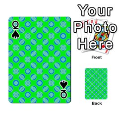 Queen Mod Blue Circles On Bright Green Playing Cards 54 Designs  from ArtsNow.com Front - SpadeQ