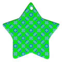 Mod Blue Circles On Bright Green Star Ornament (Two Sides)  from ArtsNow.com Front
