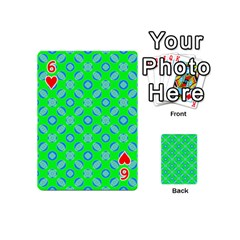 Mod Blue Circles On Bright Green Playing Cards 54 (Mini)  from ArtsNow.com Front - Heart6