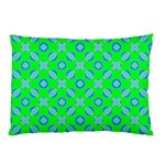 Mod Blue Circles On Bright Green Pillow Case (Two Sides)