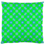 Mod Blue Circles On Bright Green Large Cushion Case (One Side)