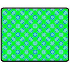 Mod Blue Circles On Bright Green Double Sided Fleece Blanket (Medium)  from ArtsNow.com 58.8 x47.4  Blanket Back