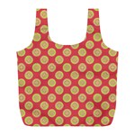 Mod Yellow Circles On Orange Full Print Recycle Bags (L) 