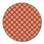 Mod Yellow Circles On Orange Round Mousepads