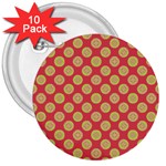 Mod Yellow Circles On Orange 3  Buttons (10 pack) 