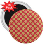 Mod Yellow Circles On Orange 3  Magnets (10 pack) 