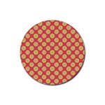 Mod Yellow Circles On Orange Rubber Round Coaster (4 pack) 