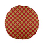 Mod Yellow Circles On Orange Standard 15  Premium Flano Round Cushions