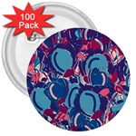 Blue garden 3  Buttons (100 pack) 