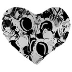 Black and white garden Large 19  Premium Flano Heart Shape Cushions