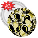 Yellow abstract garden 3  Buttons (100 pack) 