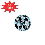 Blue abstract  garden 1  Mini Buttons (10 pack) 