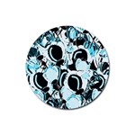 Blue abstract  garden Rubber Coaster (Round) 