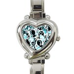 Blue abstract  garden Heart Italian Charm Watch